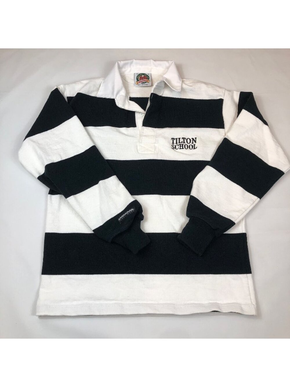 Vintage Mens Barbarian Tilton School Striped Rugby Shirt Size Small Canada